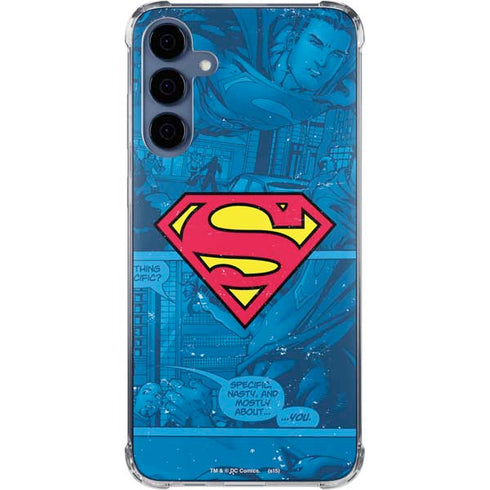 DC Comics Superman Logo Background Pattern Galaxy S24 Clear Case